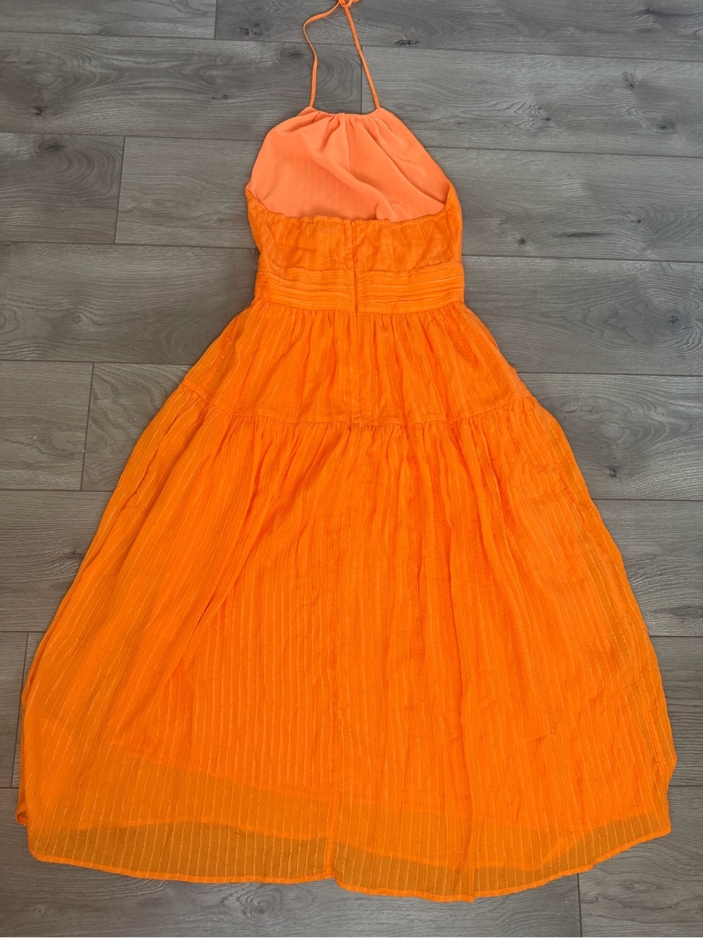 & OTHER STORIES x REJINA PYO Mulberry Silk Halter Midi Dress Orange Size 4 - Picture 8 of 10